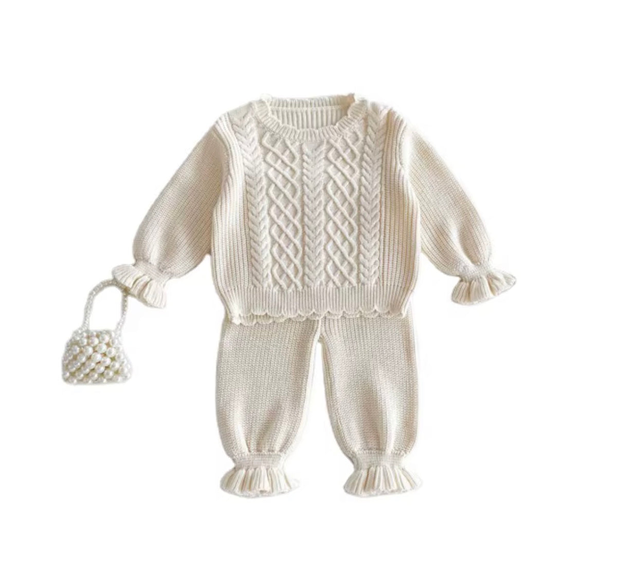 Ivory Ruffle Knit Set