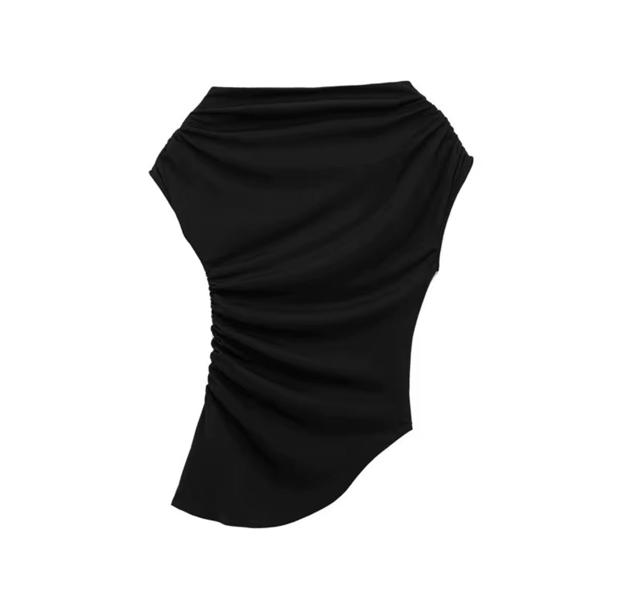 Ruched Asymmetric Draped Top