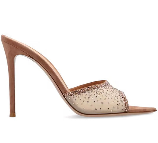 Crystal Veil Stiletto Mules