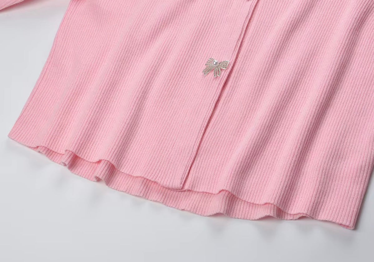 Crystal Bow Knit Cardigan