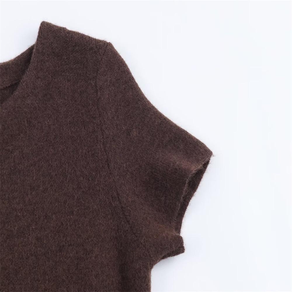 Cocoa Luxe Wool Dress with Faux Fur Hem