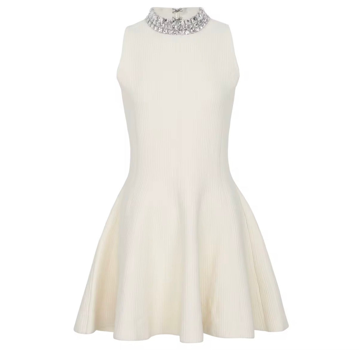 Crystal Collar Flare Dress