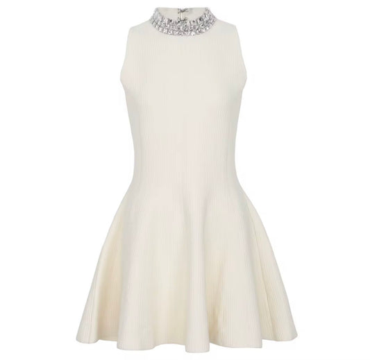 Crystal Collar Flare Dress
