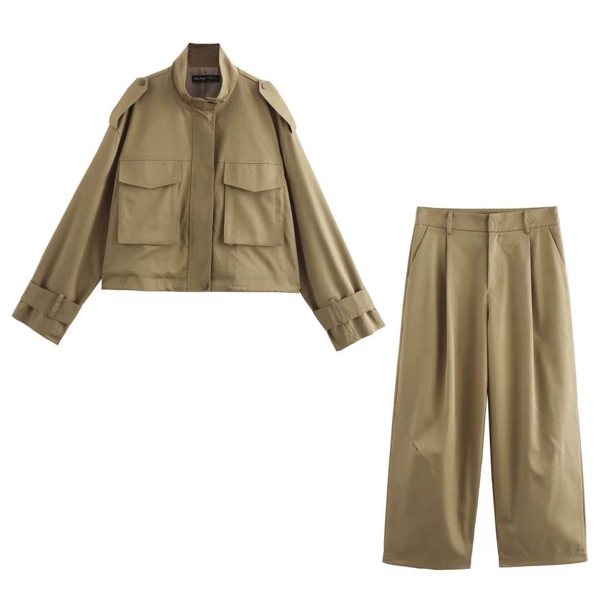 Utility Jacket & Wide-Leg Pants Set