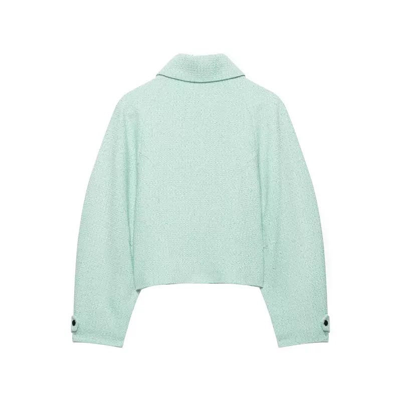 Mint Tweed Zip-Up Jacket