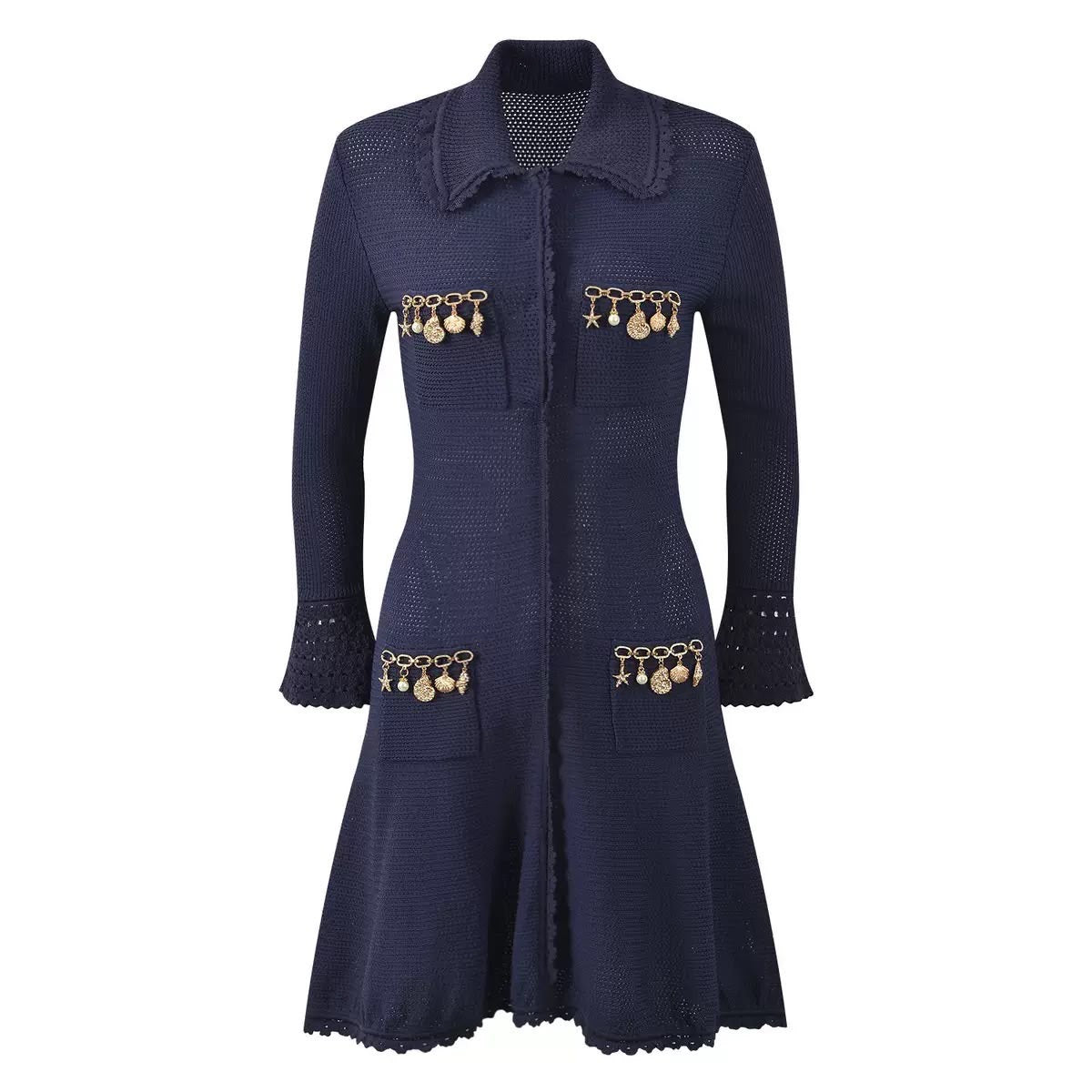 Charm Embellished Knit Midi Dress