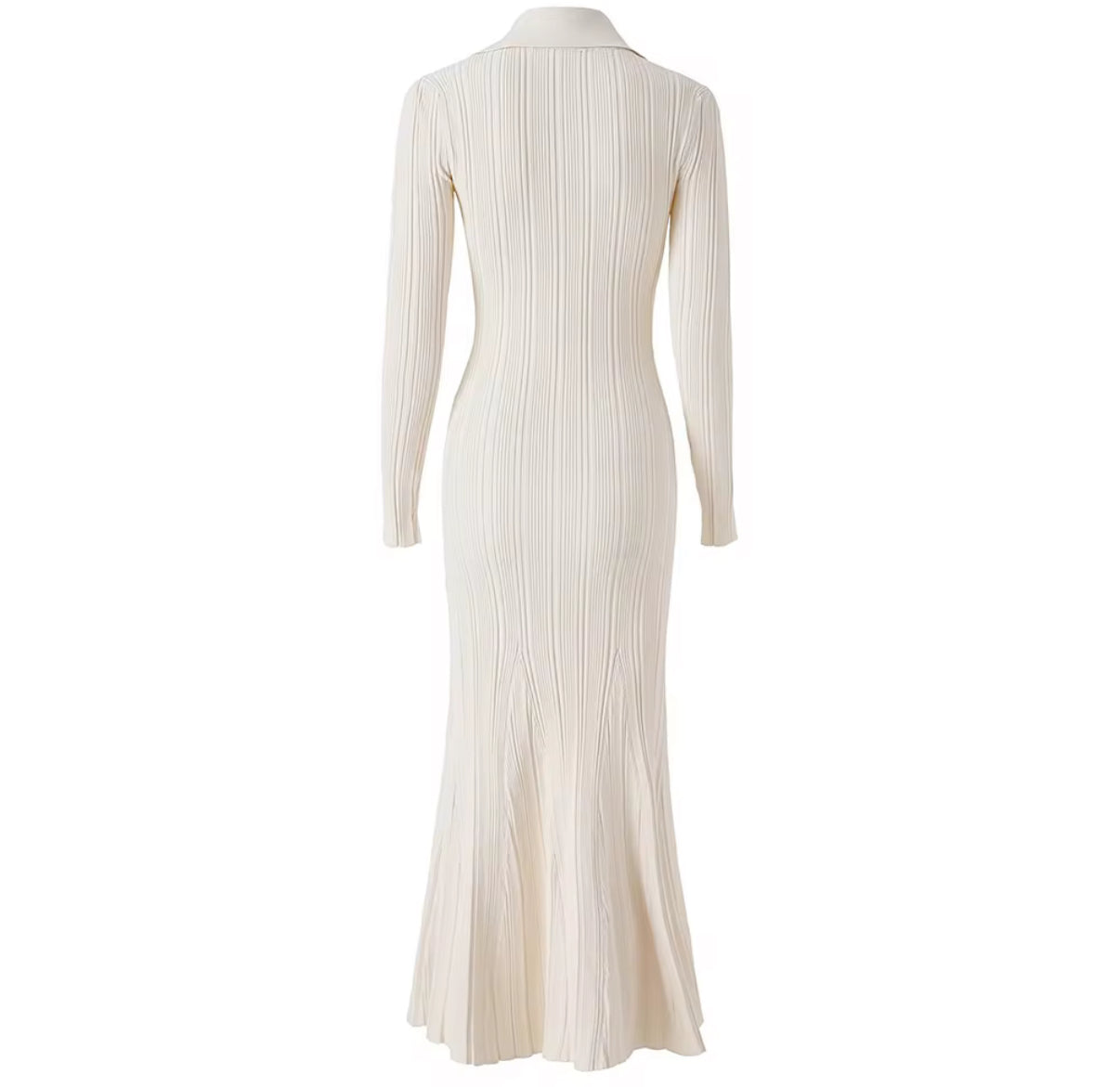 Ivory Collared Knit Dress