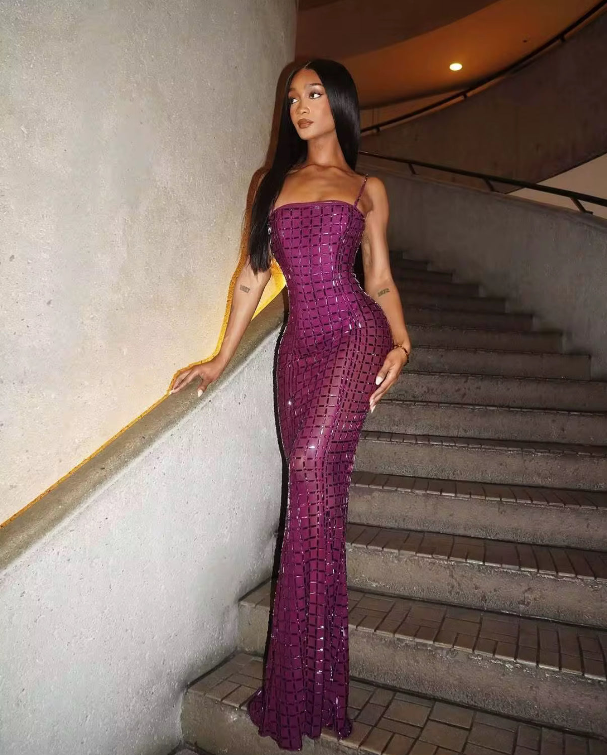 Glitter Bodycon Dress with Thin Straps