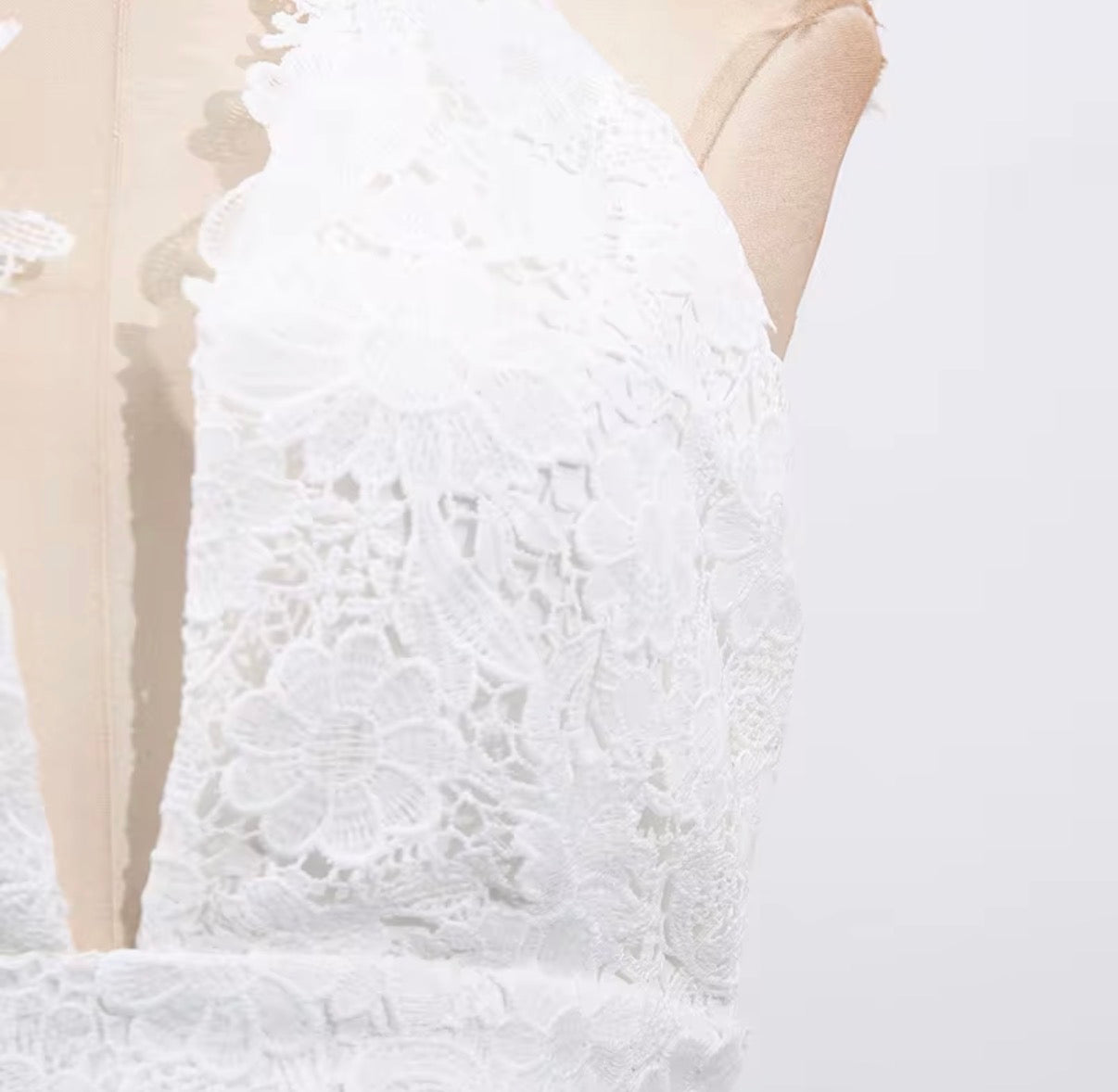 Ivory Lace Ruffle Gown