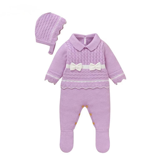 Little Bow Knitted Baby Romper