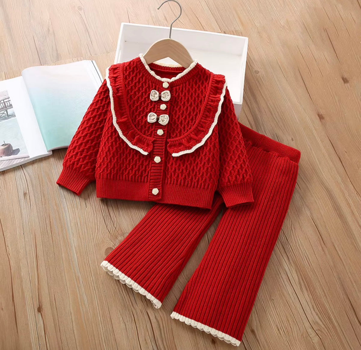 Bow Ruffle Knit Set