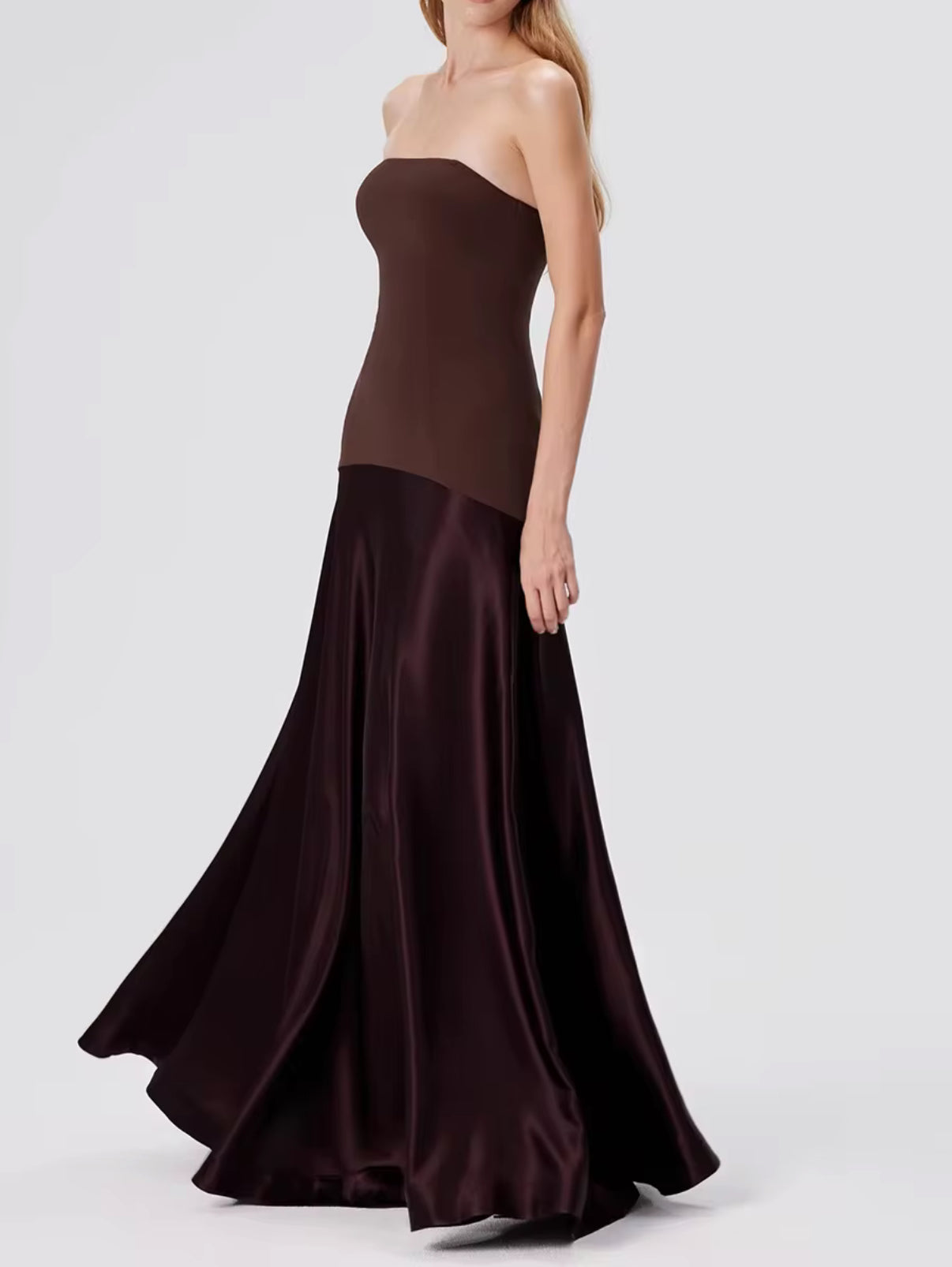 Cocoa drape slit gown dress