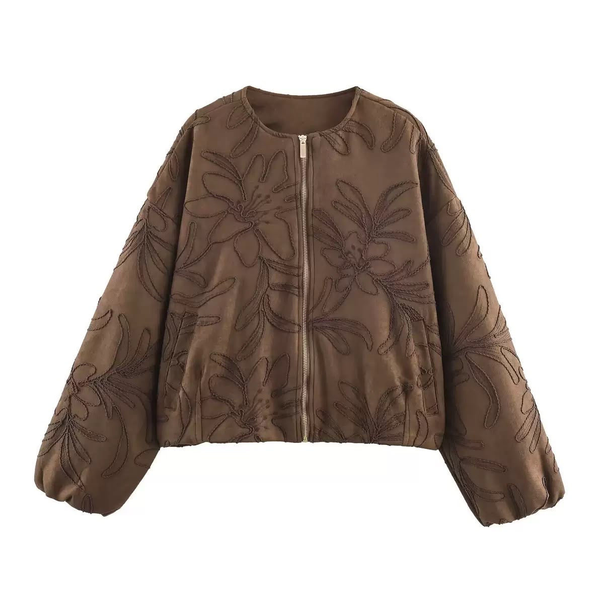 Floral Embroidered Bomber Jacket