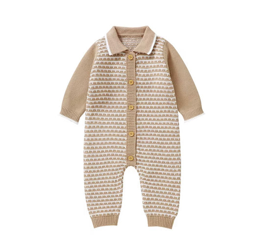 Classic Collared Knit Romper