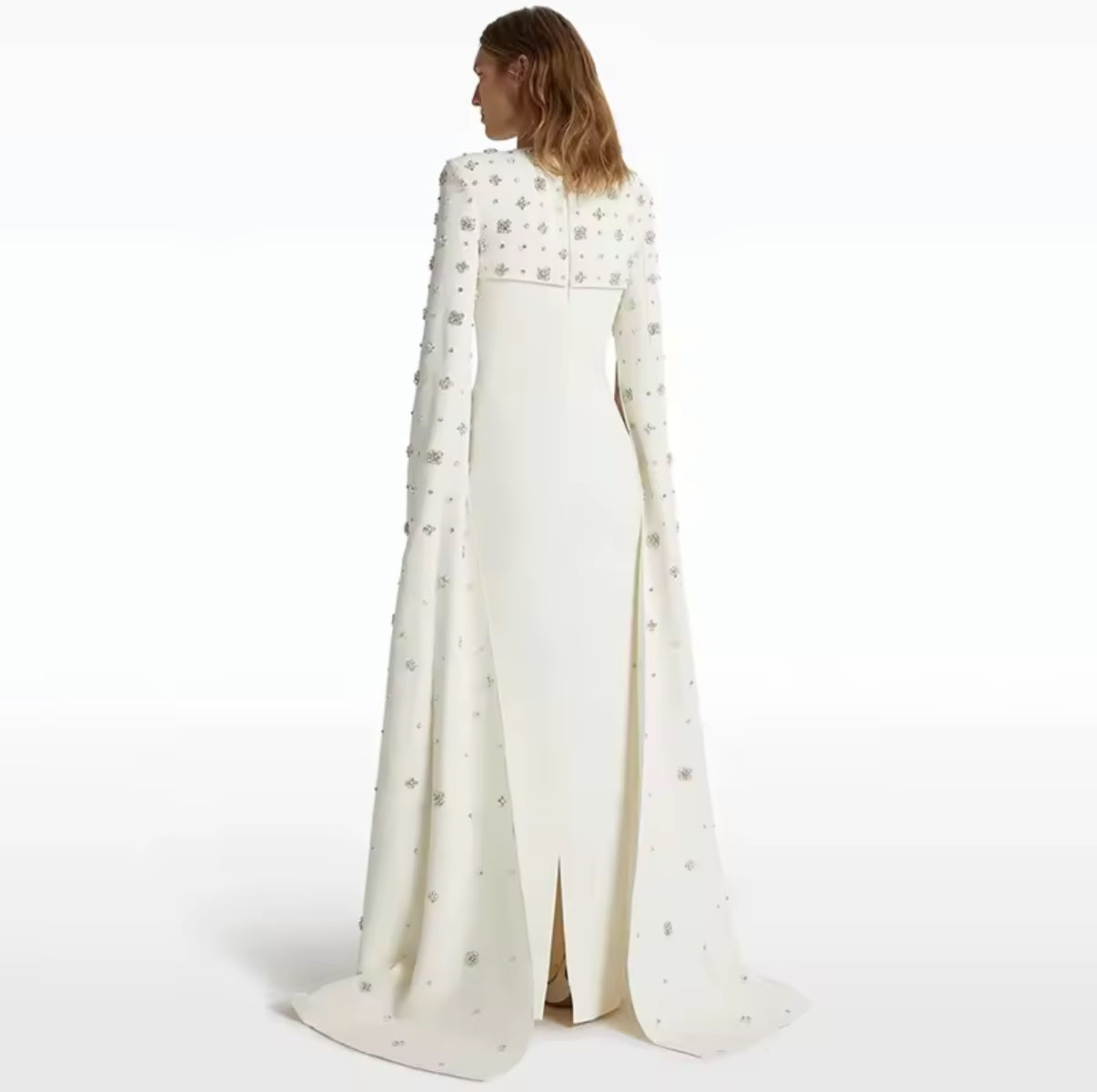 Regal Maxi Dress with Flowing Cape Detail