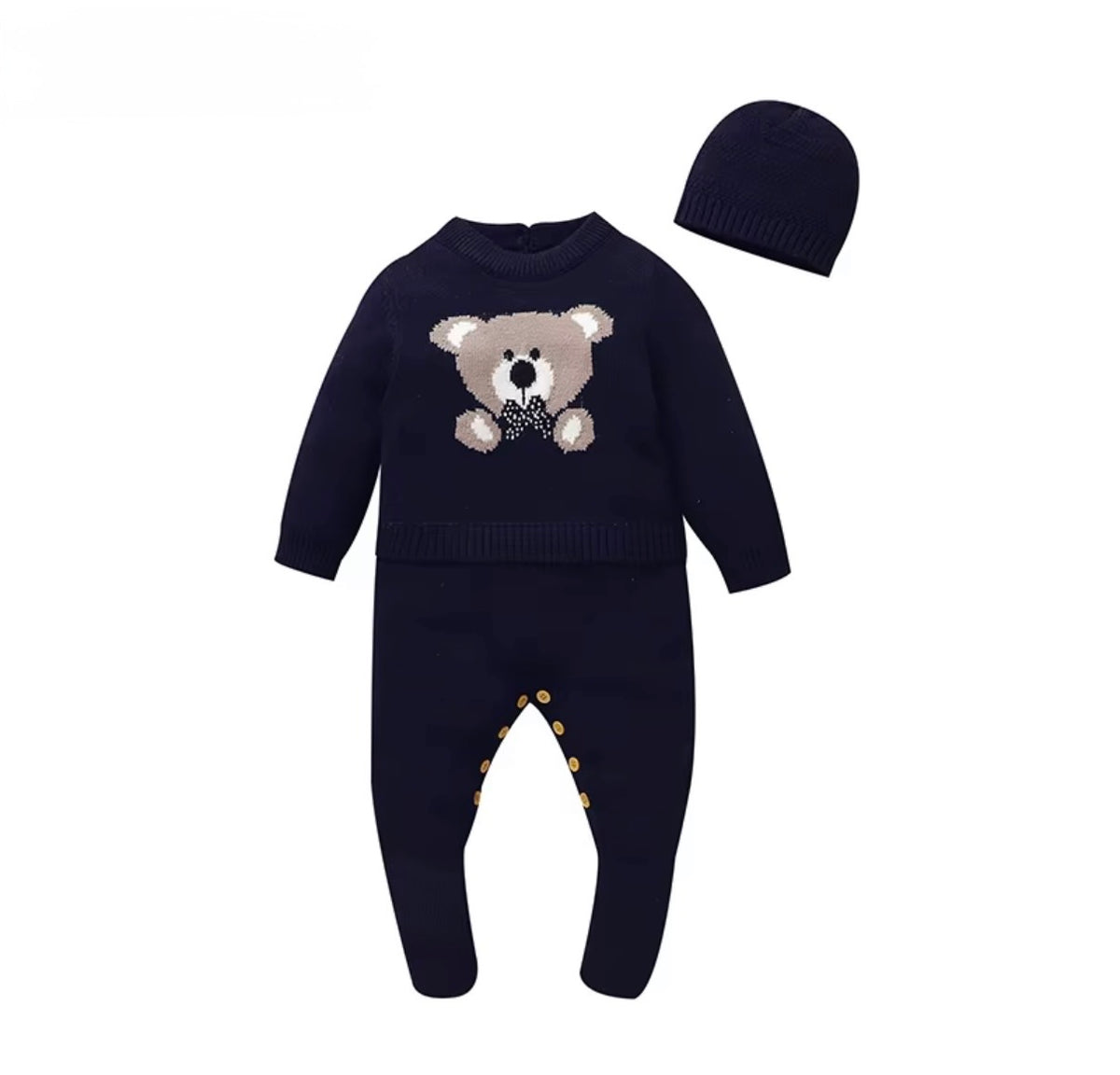 Teddy Bear Knit Set with Beanie