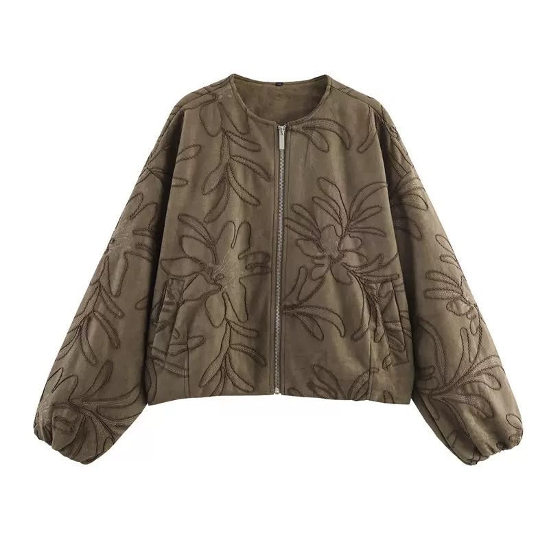 Floral Embroidered Bomber Jacket