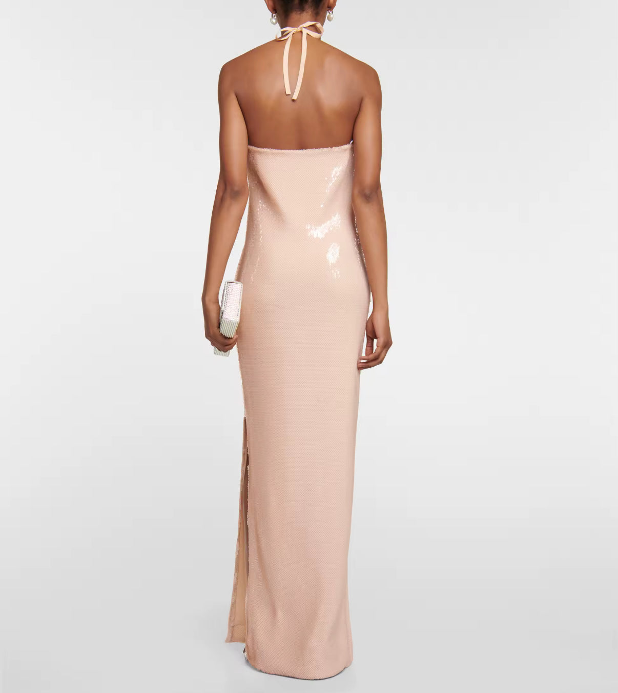 Halter Maxi Dress with Oversized Floral Detail