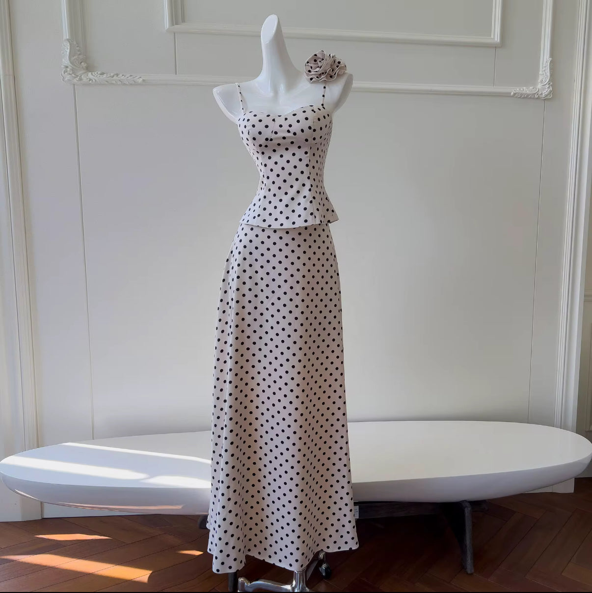 Polka Dot Two-Piece Skirt Set