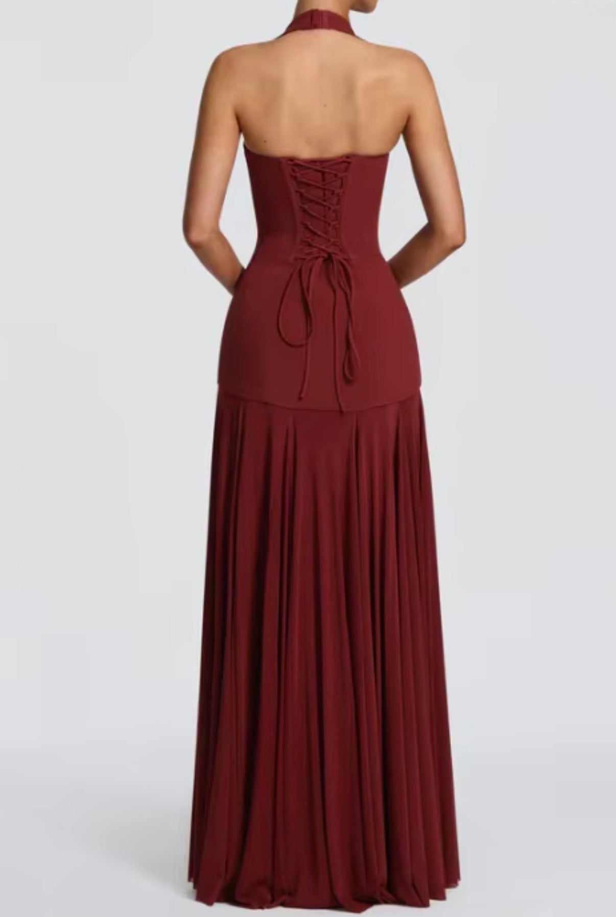 Halter Plunge Drop-Waist Gown