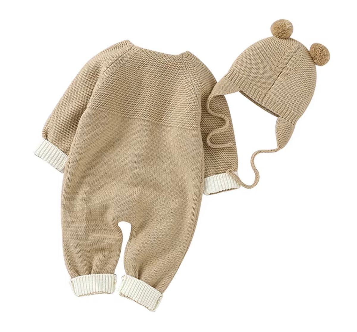 Teddy Cable Knit Baby Romper Set