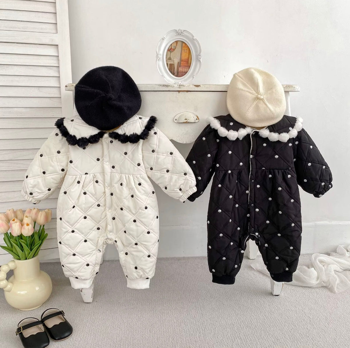 Polka Puff Quilted Romper