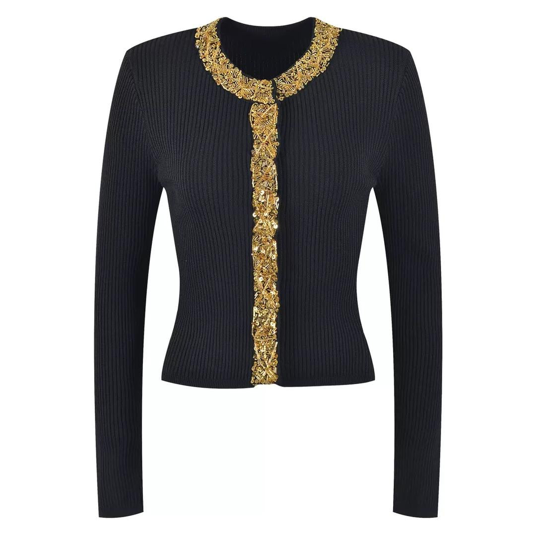 Noir Impériale Embellished Knit Top