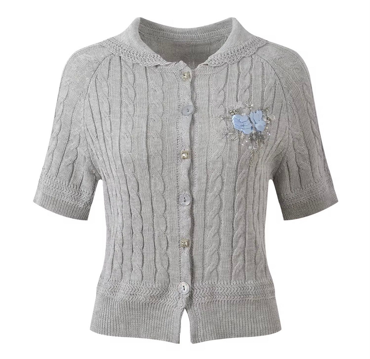 Rosette Knit Cardigan