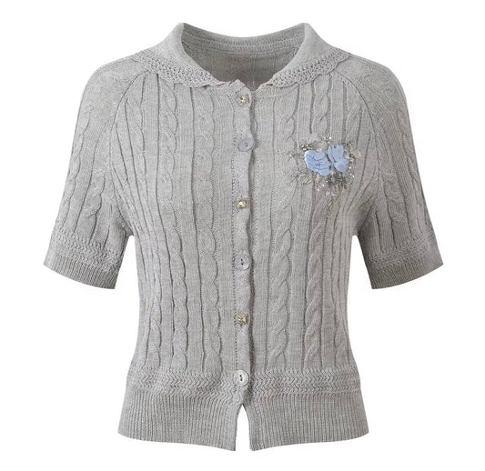Rosette Knit Cardigan