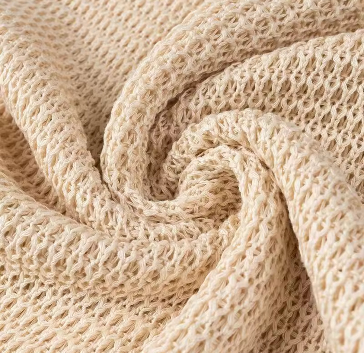 Beige knit mini dress with layered fringe hem