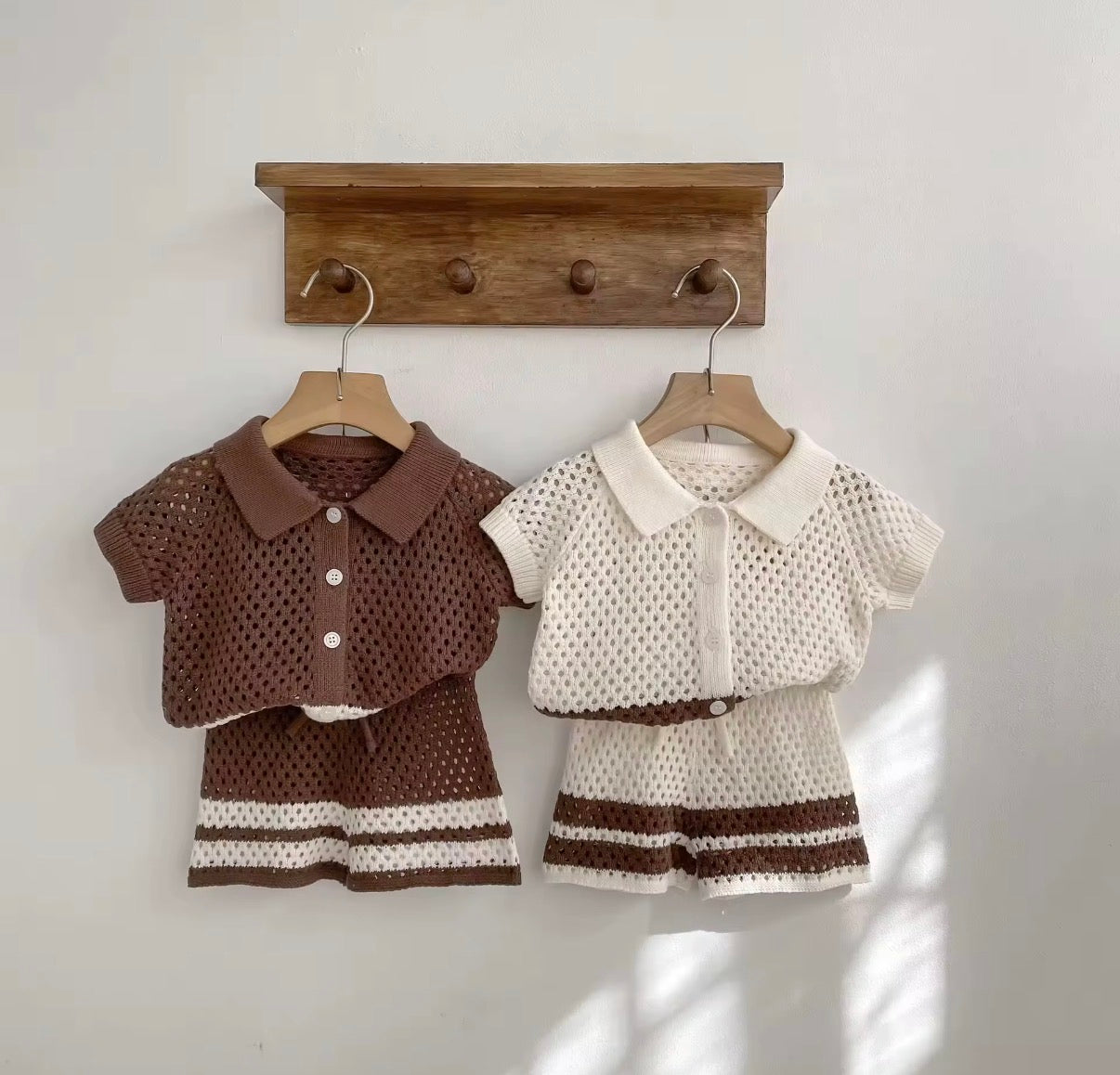 Open Knit Polo Set