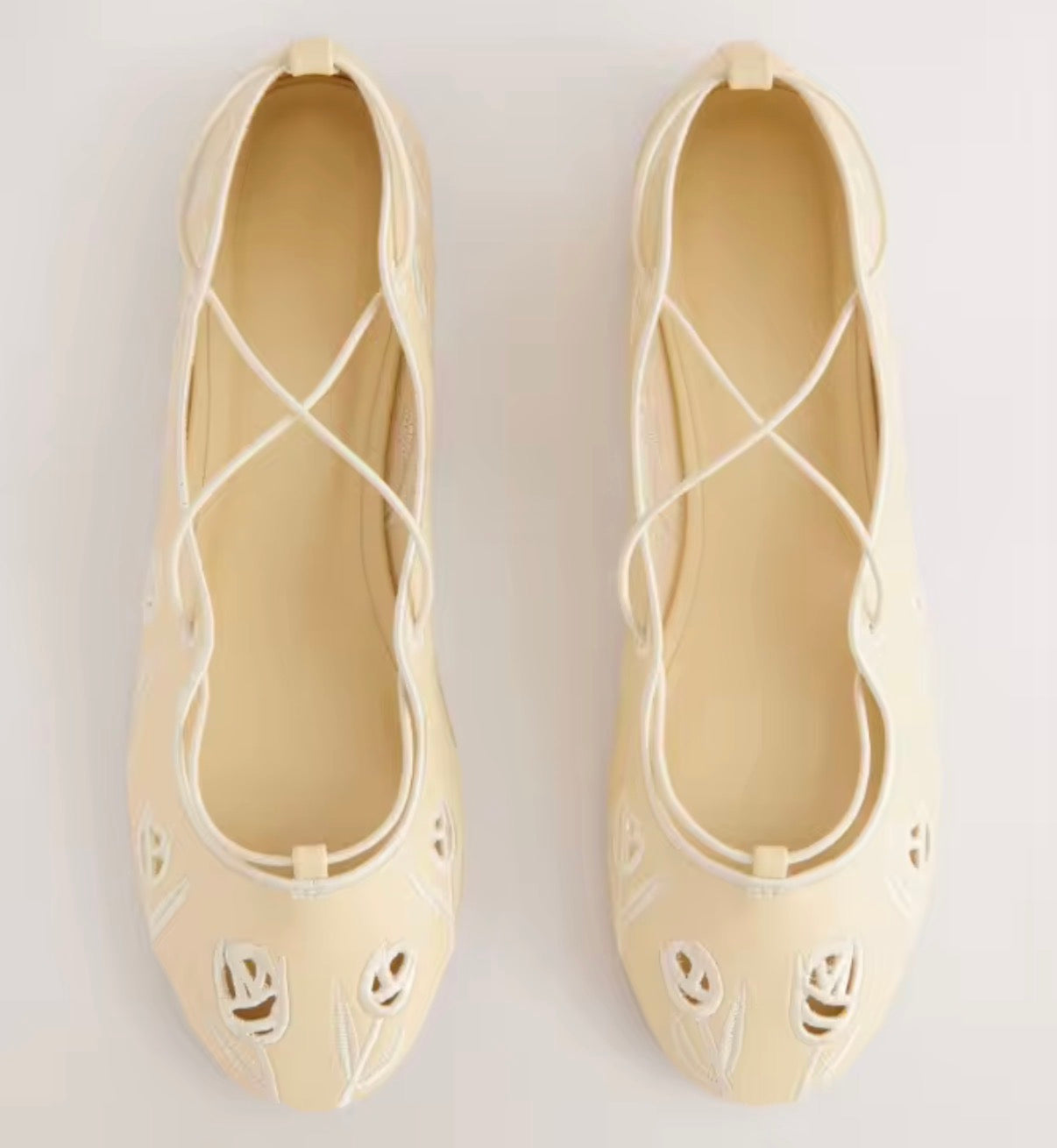 Embroidered Floral Lace-Up Flats