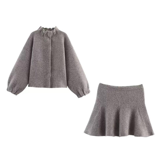 Grey Mist Wool-Blend Two-Piece Set
