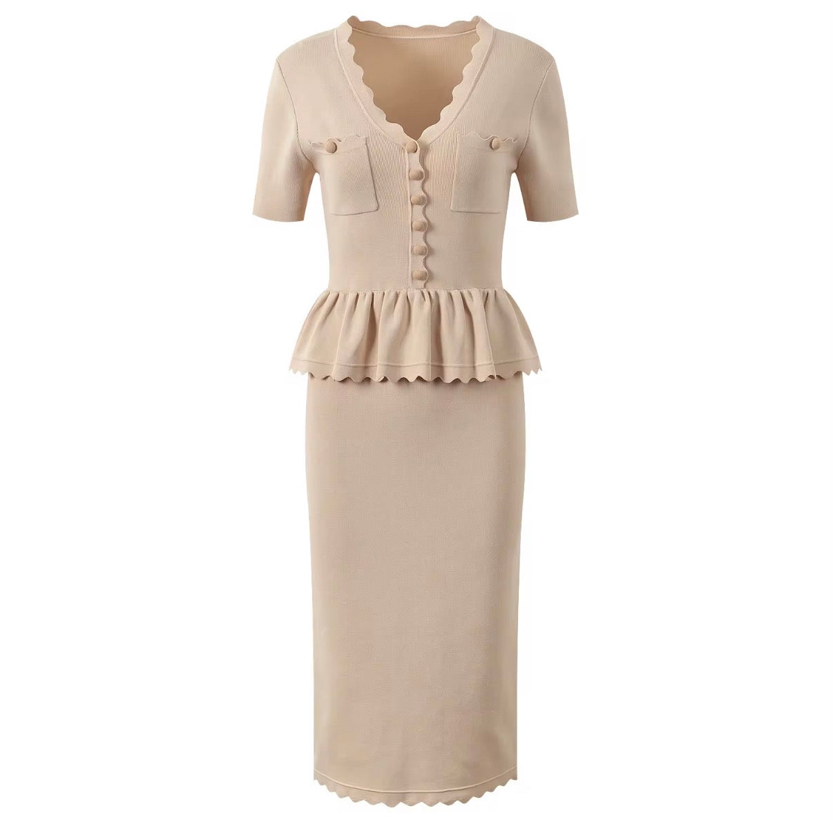 Soft Sculpt Peplum Midi Dress