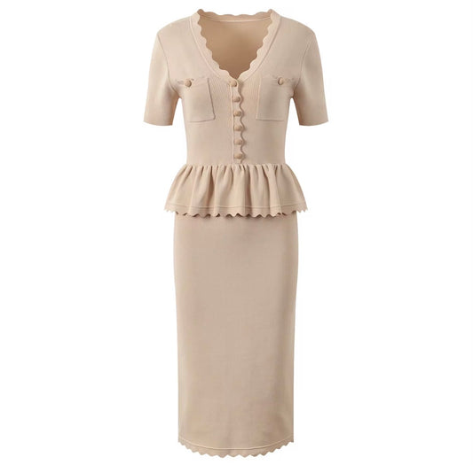Soft Sculpt Peplum Midi Dress