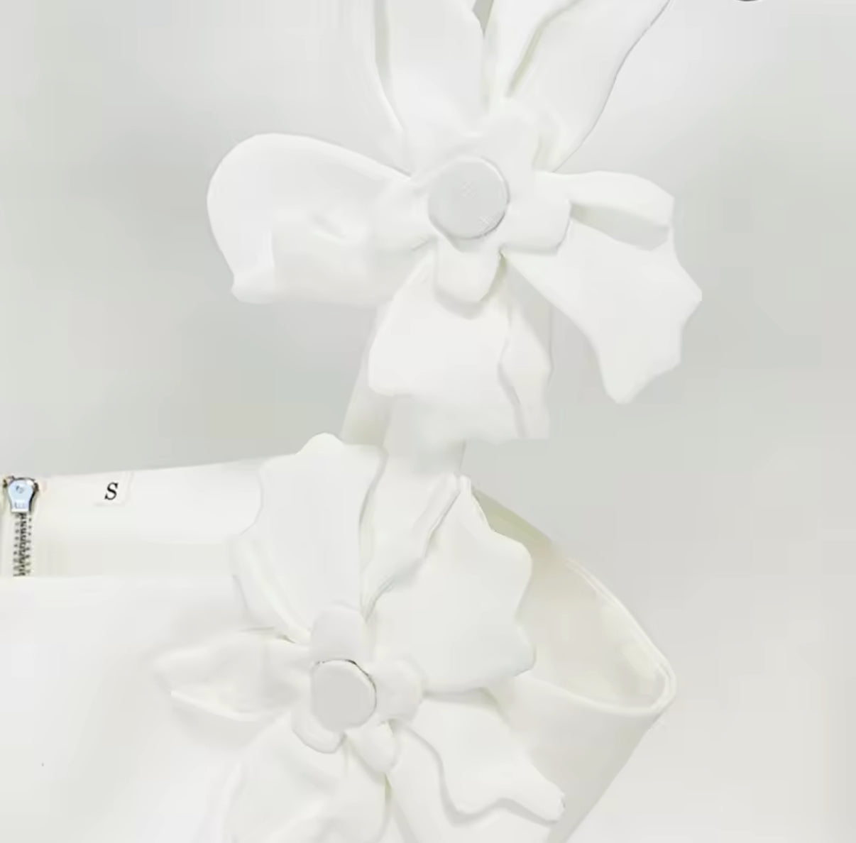 White 3D Floral Crop Top & Maxi Skirt Set