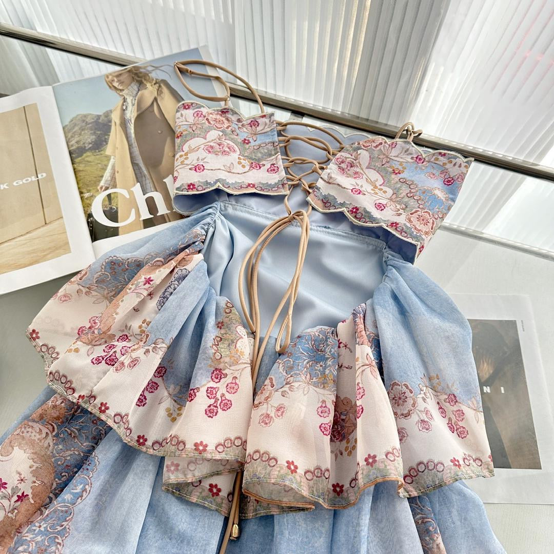 Vintage Floral Tiered Maxi Dress