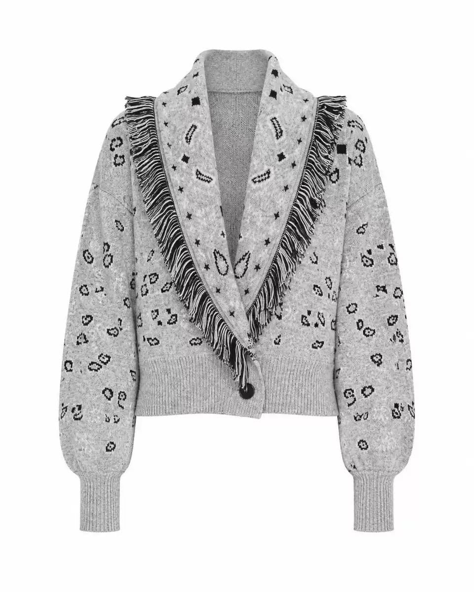Bandana Fringe Knit Cardigan