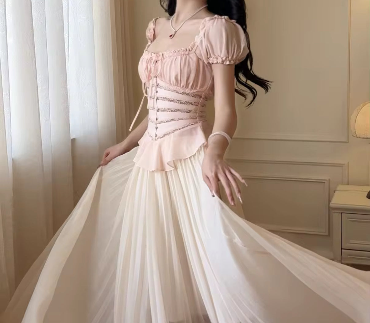 Blush Ruffle Corset Crop Top