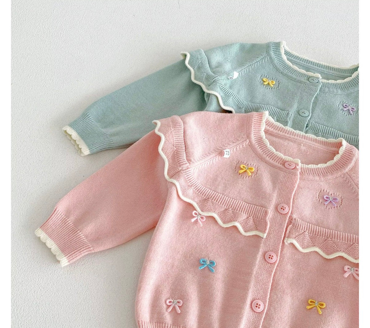 Pastel Bow Ruffle Knit Set
