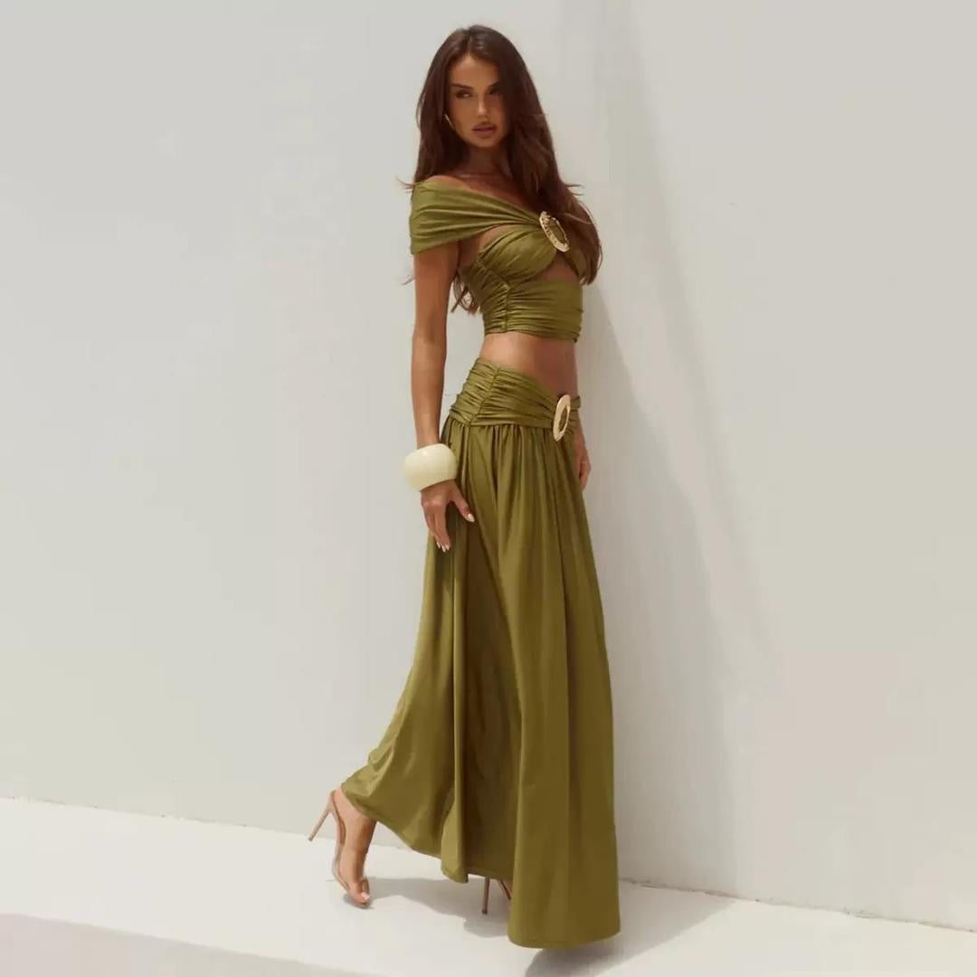 Buckle Draped Maxi Set