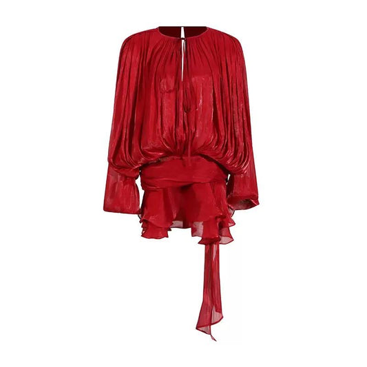 Sheer Tie-Neck Blouse