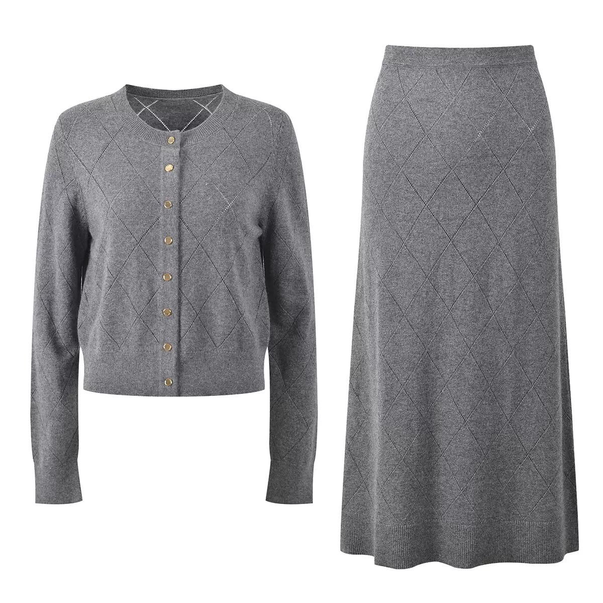 Camille Argyle Knit Skirt Set