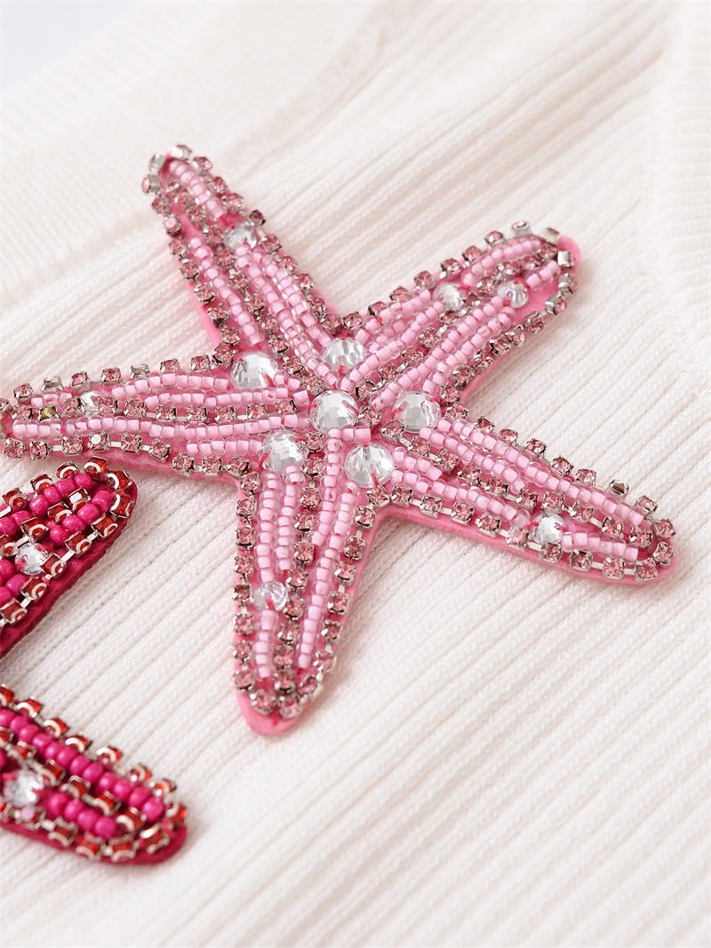 White Starfish Embellished Knit Top