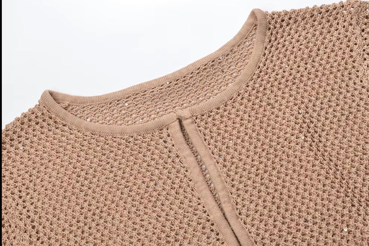 Sheer Mesh Knit Cardigan