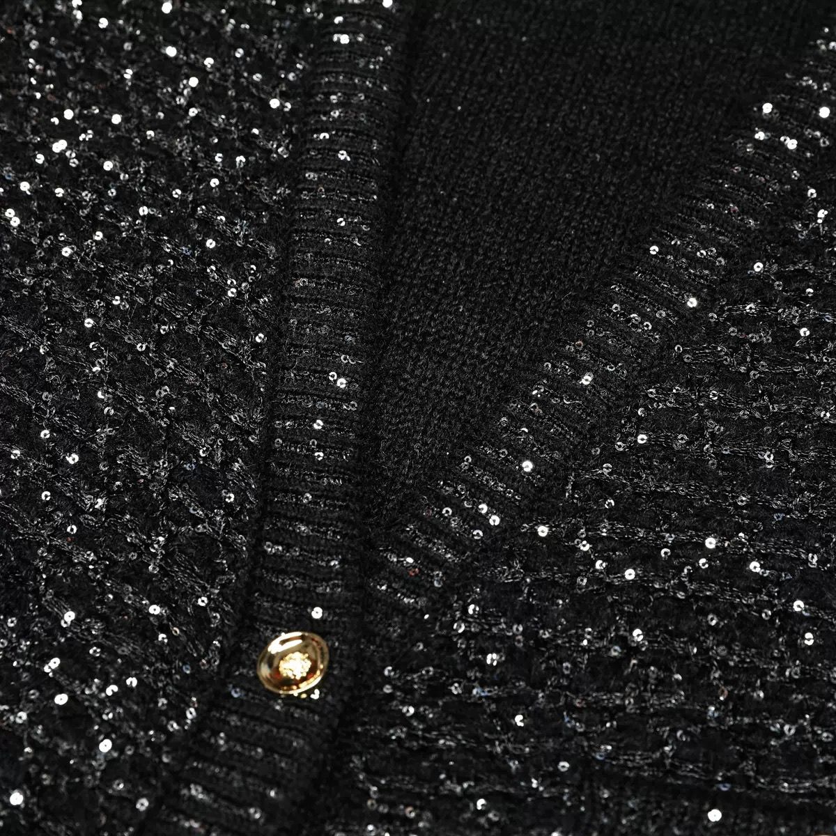 Sparkling Knit Longline Cardigan with Gold Button Detailing