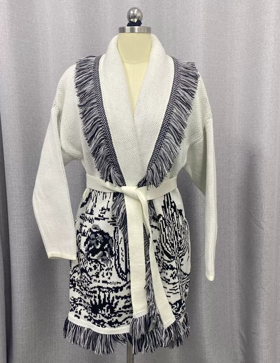 Monaco Fringe Belted Cardigan
