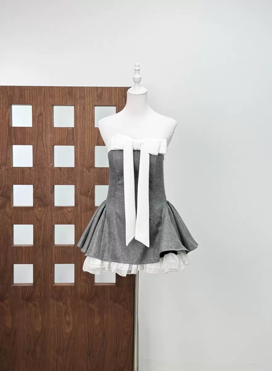 Bow Ruffle Mini Dress