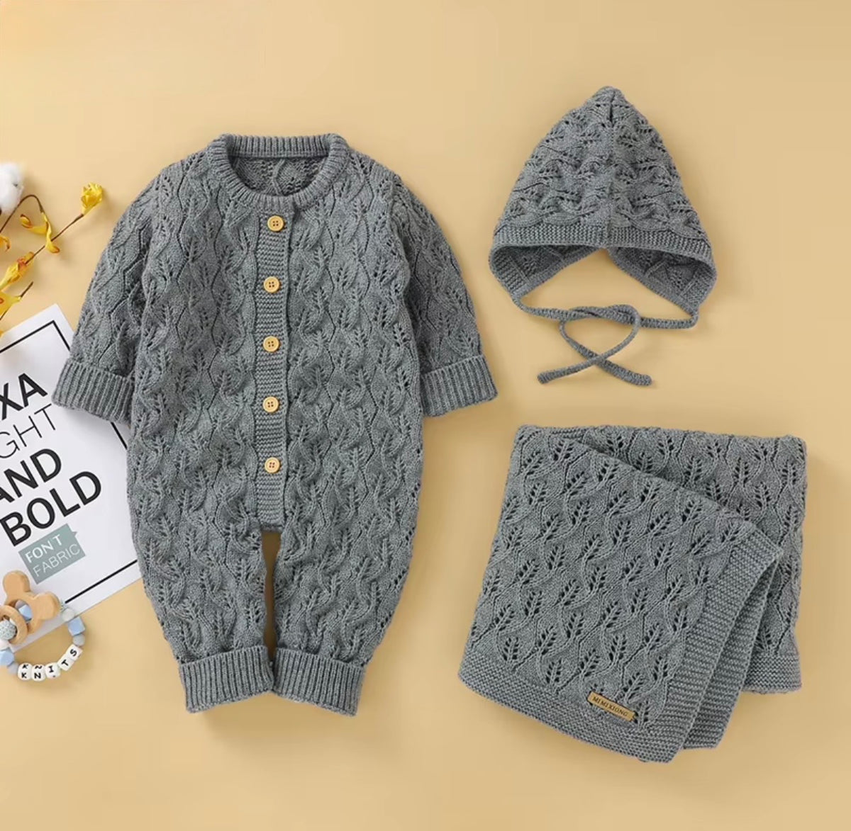Willow Knit Baby Romper Set