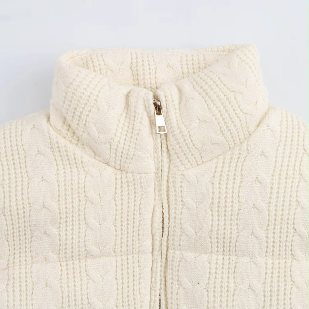 Cable Knit Puffer Vest